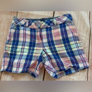 Talbots Size 6P Women's Perfect Shorts Blue Pink Plaid Linen Cotton Petite